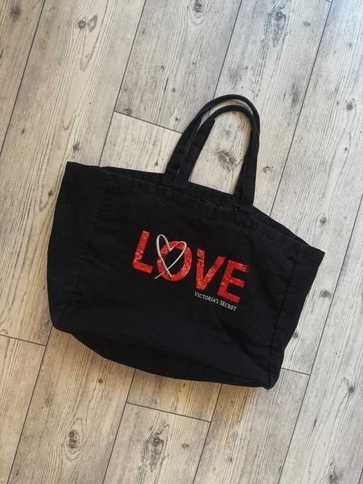 victoria secret materiałowa torba na ramię shopper cekiny
