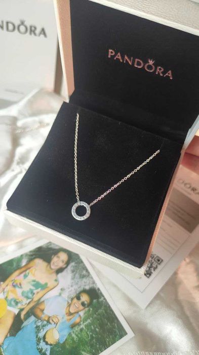 Срібна підвіска Pandora паве. Кольє,кулон,ланцюжок пандора.