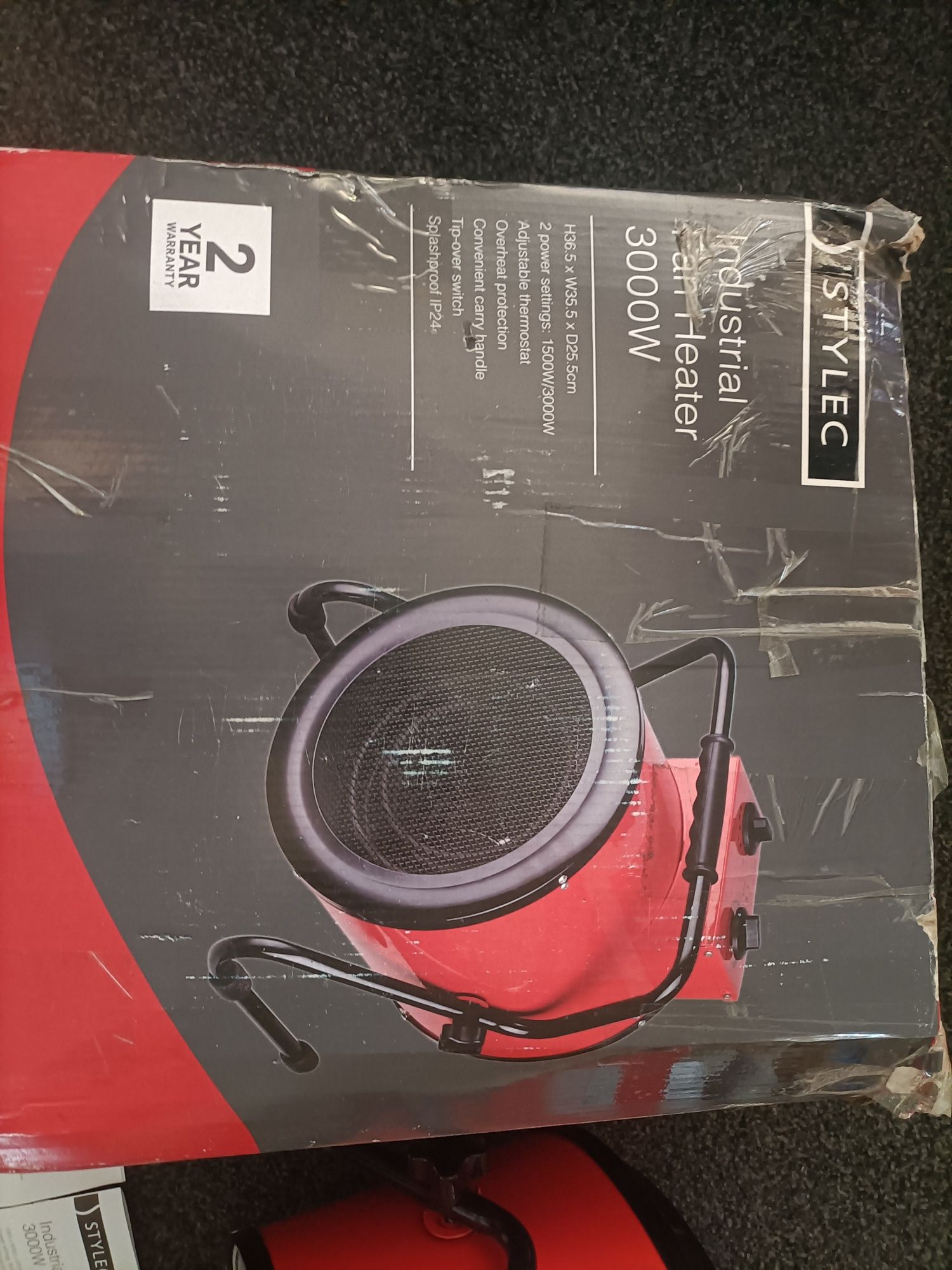 Nagrzewnica 3000W dmuchawa z wiatrakiem 230V. Termostat, Potencjometr