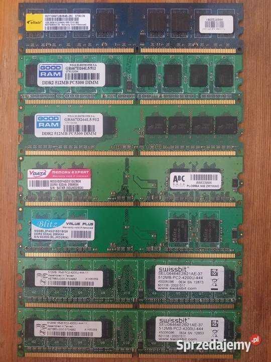 Pamięć ram DDR2 1GB/512MB/256MB