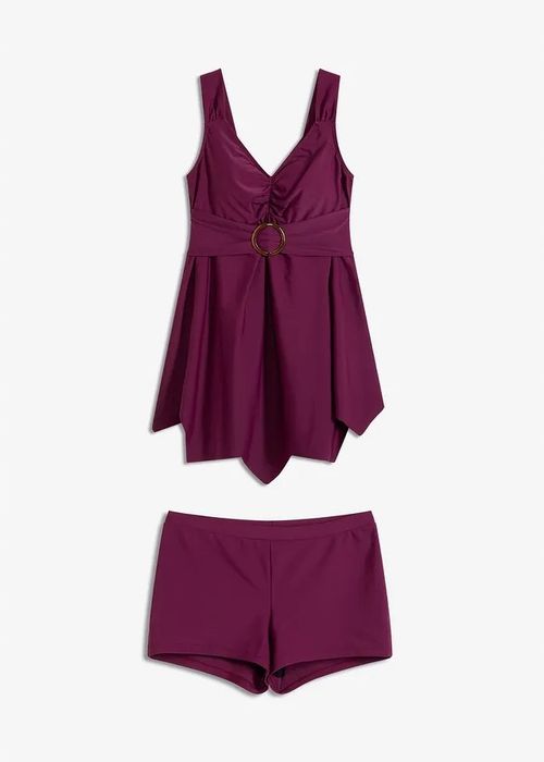 B.P.C tankini jagodowe asymetryczne z szortami 40.