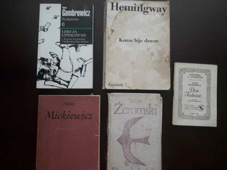 Zestaw książek - Mickiewicz Żeromski Hemingway Gombrowicz