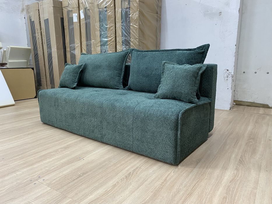 Kanapa rozkładana do salonu w kolorze zielonym poduszki gratis