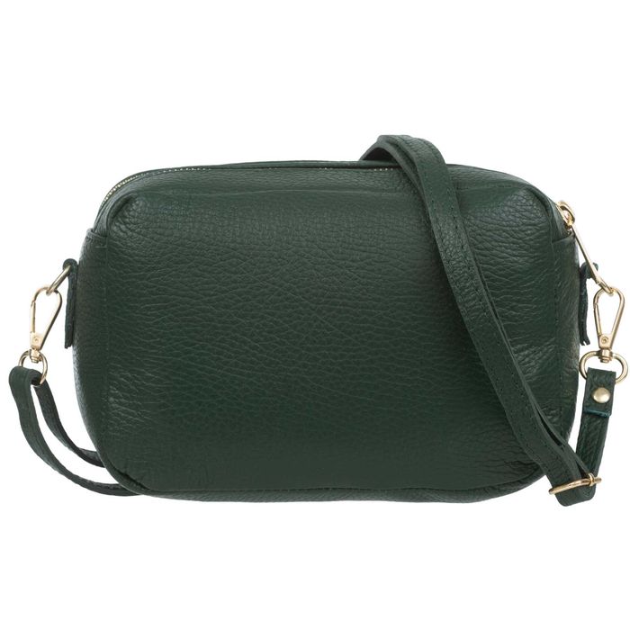 VERA PELLE torebka skórzana listonoszka z paskiem V486 c.zielona