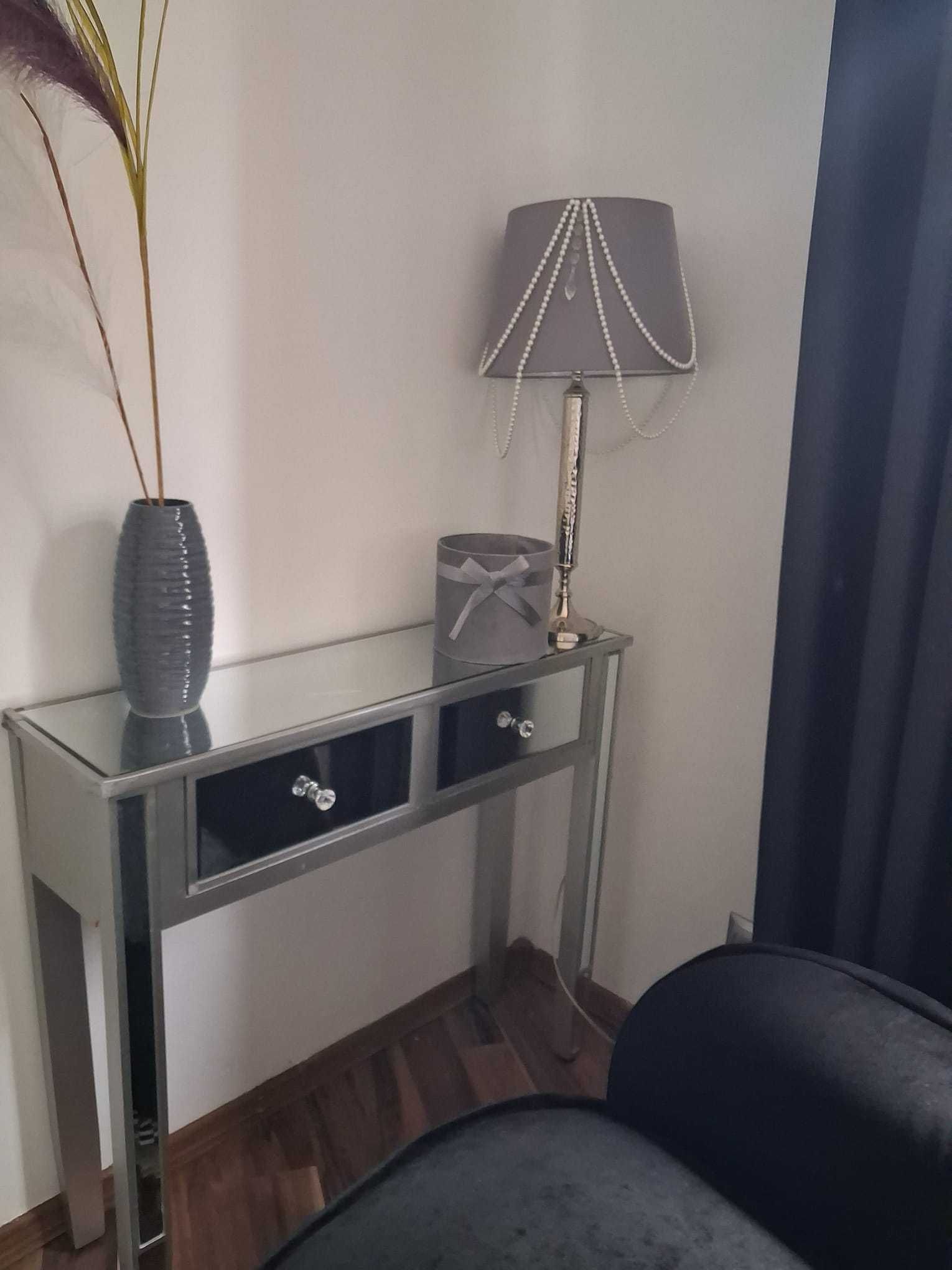 Toaletka konsola + szafka zestaw glamour kolor srebrny lustro