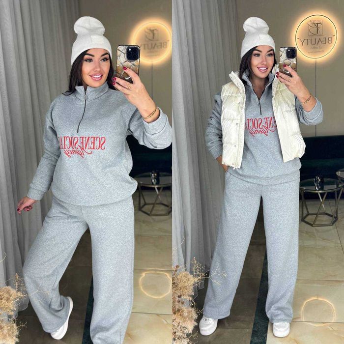 Жіночий костюм фліс штани прямі | женский костюм теплый модель 1118