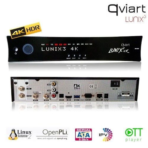 Receptor Satélite UHD Qviart Lunix 3 Twin 4K Enigma 2