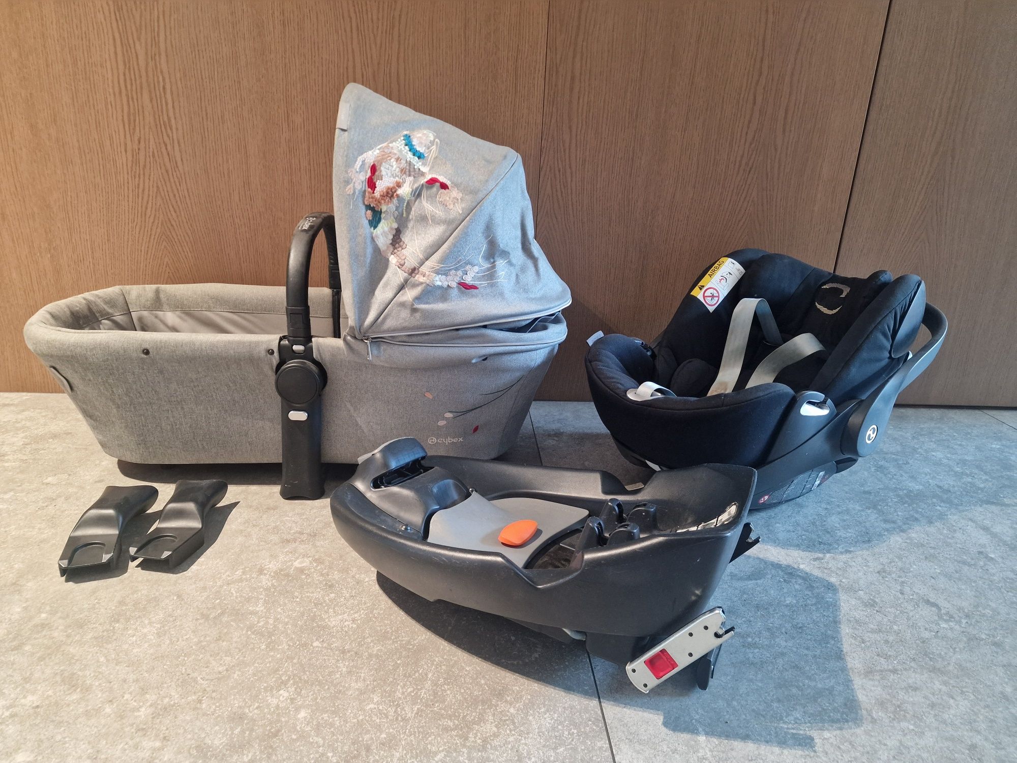 Cybex zestaw komplet wózek gondola spacerówka nosidło isofix
