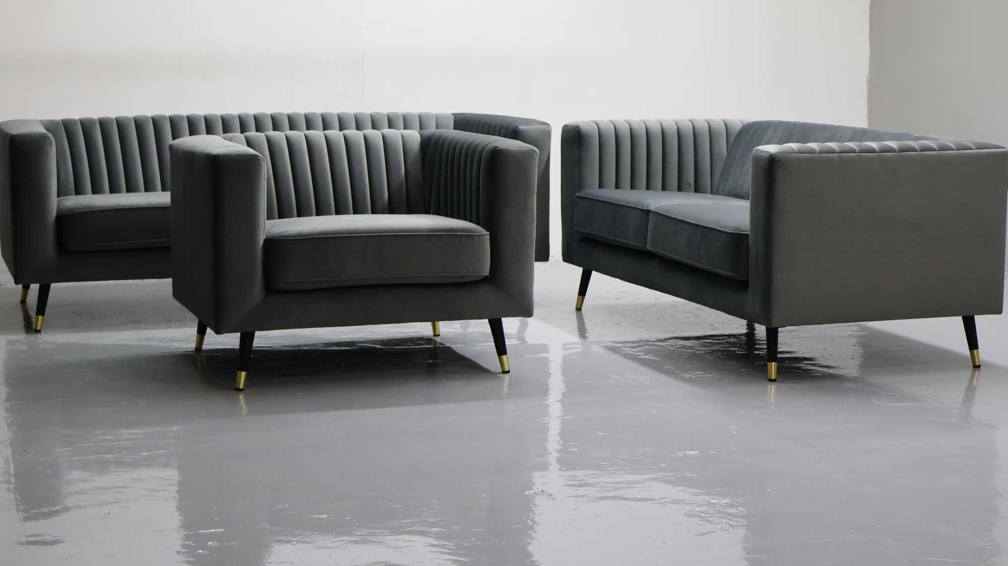TAB nowy fantastyczny komplet 3+2+1 SOFA KANAPA zestaw welur  VELLUTTO