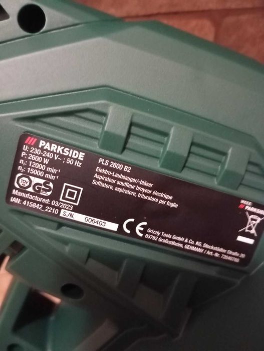 Садовий пилосос, повітродувка, садовый пылесос, Parkside PLS 2600 B2