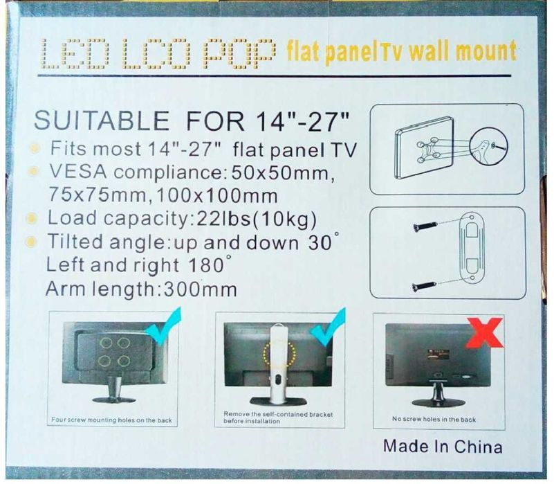 Кронштейн для телевизора и монитора 14 -27 крепление настенное