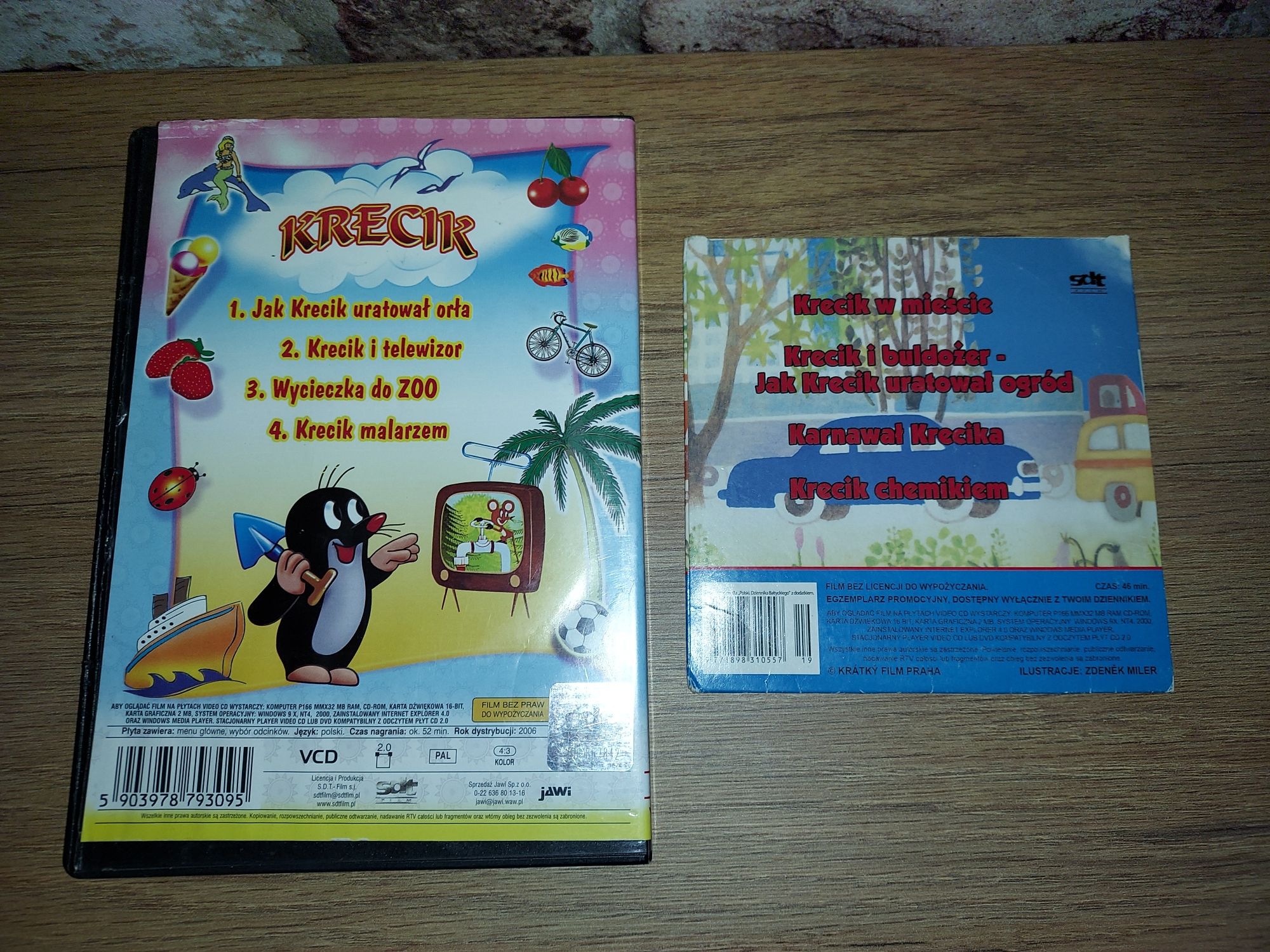 Krecik zestaw dwóch plyt z kultową dobranocka bajka na VCD