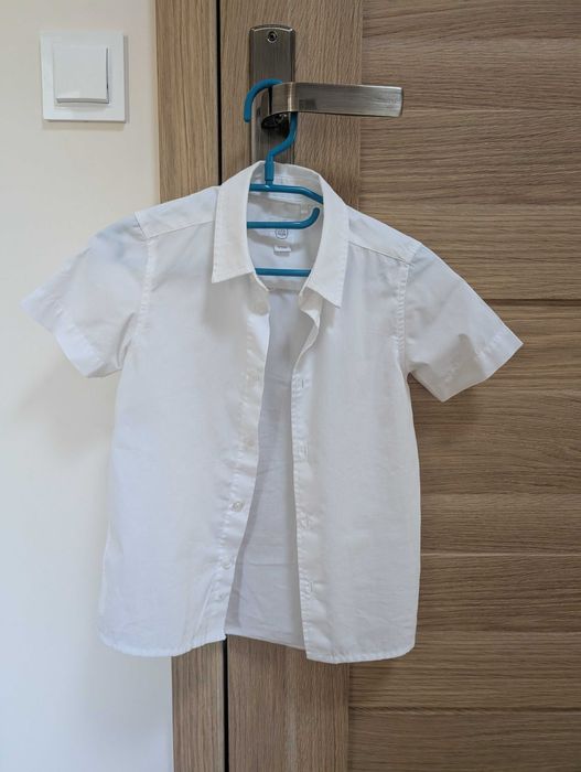 Koszula biała krótki rękaw dla chłopca roz 104