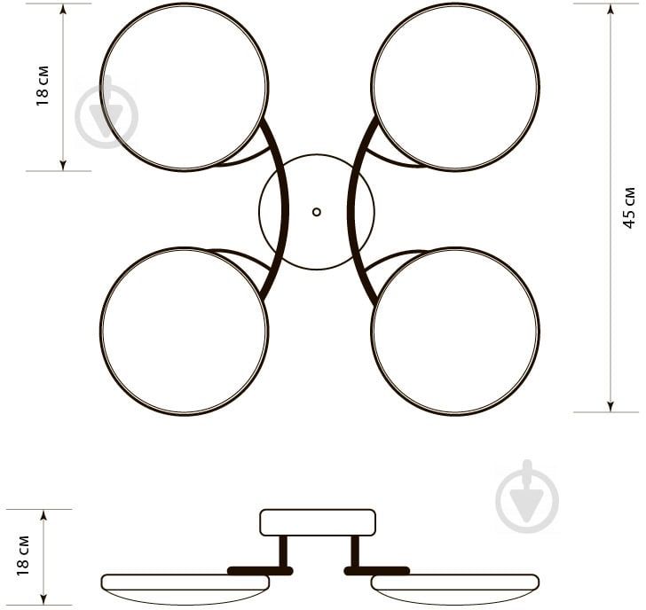 Люстра світлодіодна Светкомплект Deco M480 4x16 Вт чорна