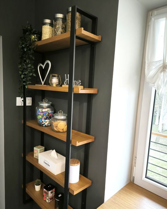 Wyprzedaż Ostatnie 2 sztuki. Regal/polki debowe z litego drewna loft i