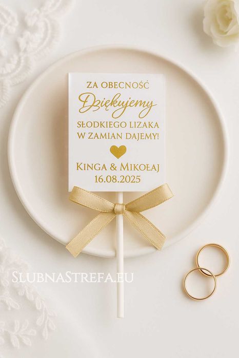 Lizak na podziękowanie dla gości, podziękowania ślub wesele