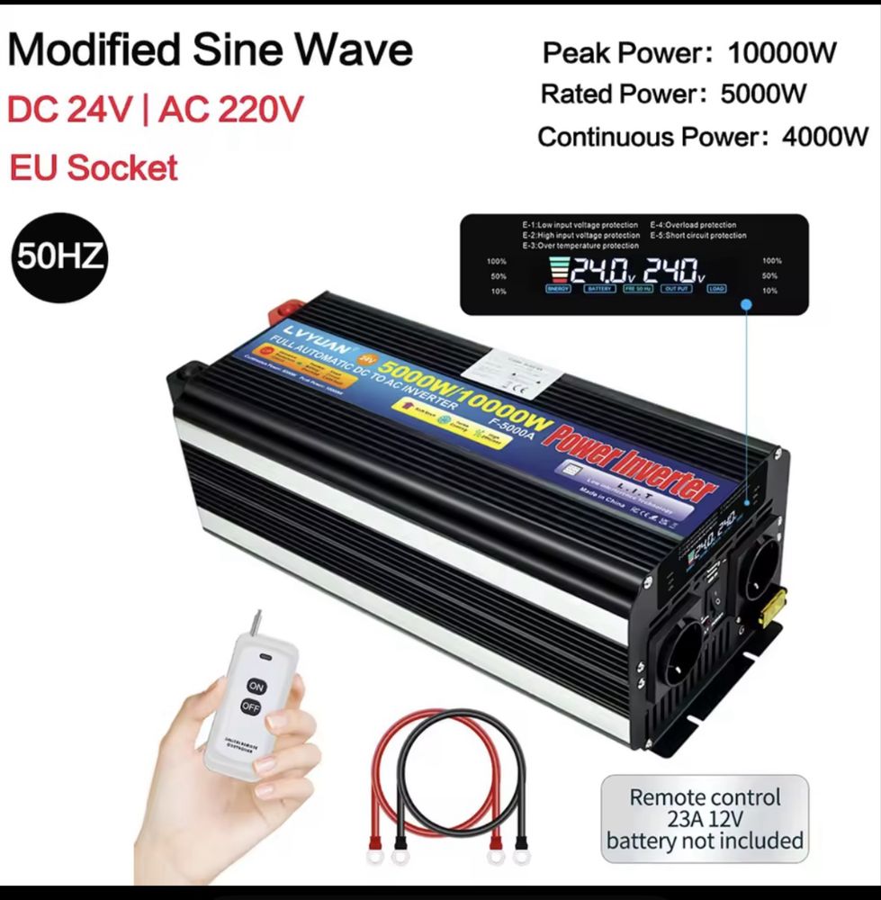 Przetwornica inverter 24v do 230v 5000w/10000w