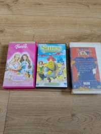 Bajki  na VHS, DVD Shrek, Barbie +gratis