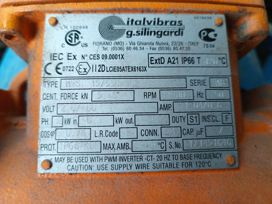elektrowibrator silnik wibracyjny przesiewaczy sortownik