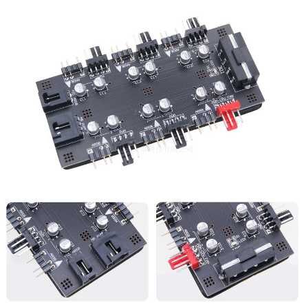 Фан хаб кулеров с подсветкой 6 x ARGB 5V/3 pin + 6 x Fan 4 pin PWM HUB