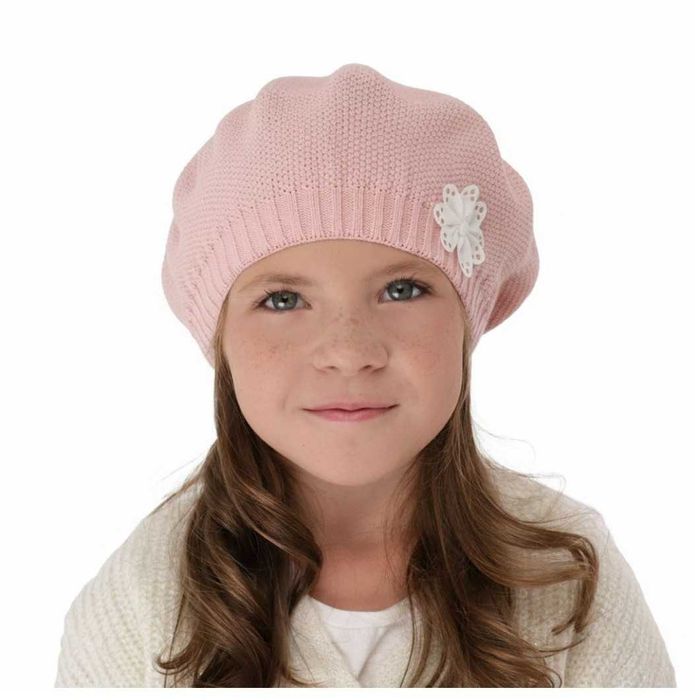 Beret dla dziewczynki jesienny, wiosenny, różowy - raz założony