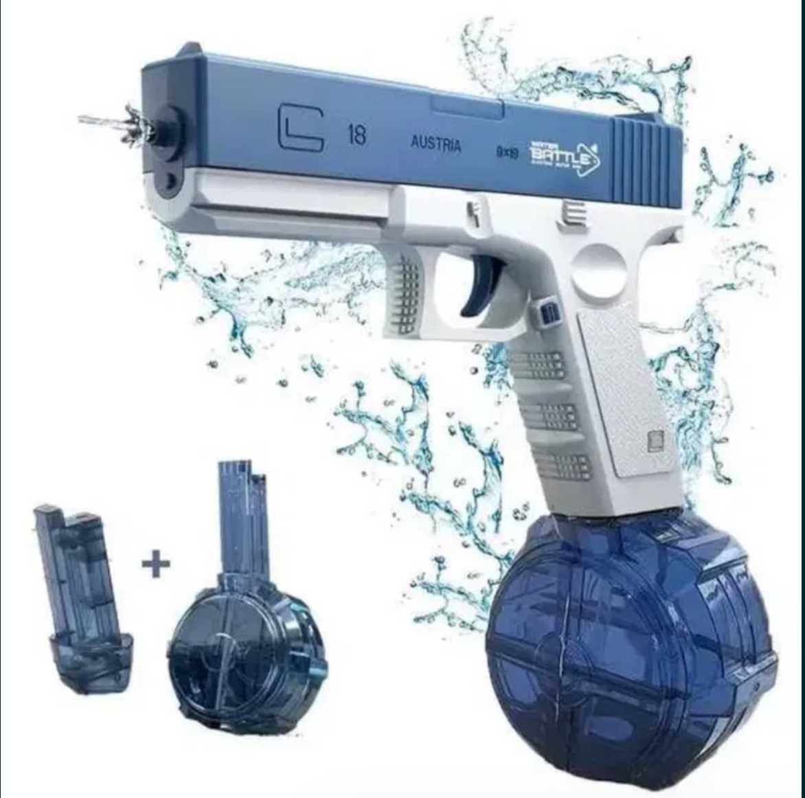 Водяний пістолет електричний акумуляторний Water Gun Glock Синій