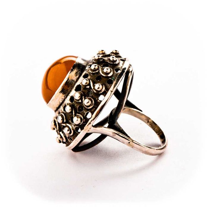 Artystyczny Srebrny Pierścionek - BURSZTYN - 16,75g - WEGAR - Kraków