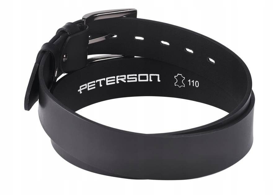 skórzany pasek męski z klasyczną metalową klamrą - peterson