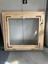 Okno nowe drewniane z futryną 83 na 87