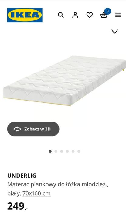 Łóżko 165cmx75cm
