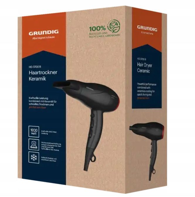 grundig hd 3700 b suszarka do włosów ceramiczna zimny nawiew 1800w