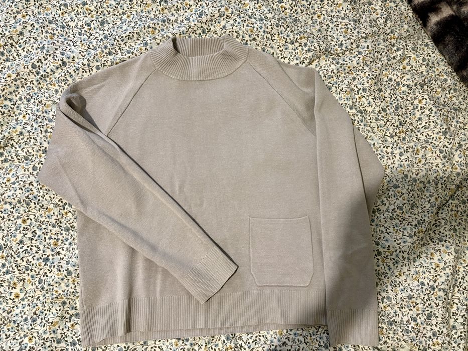 Sweter szary oversize, półgolf