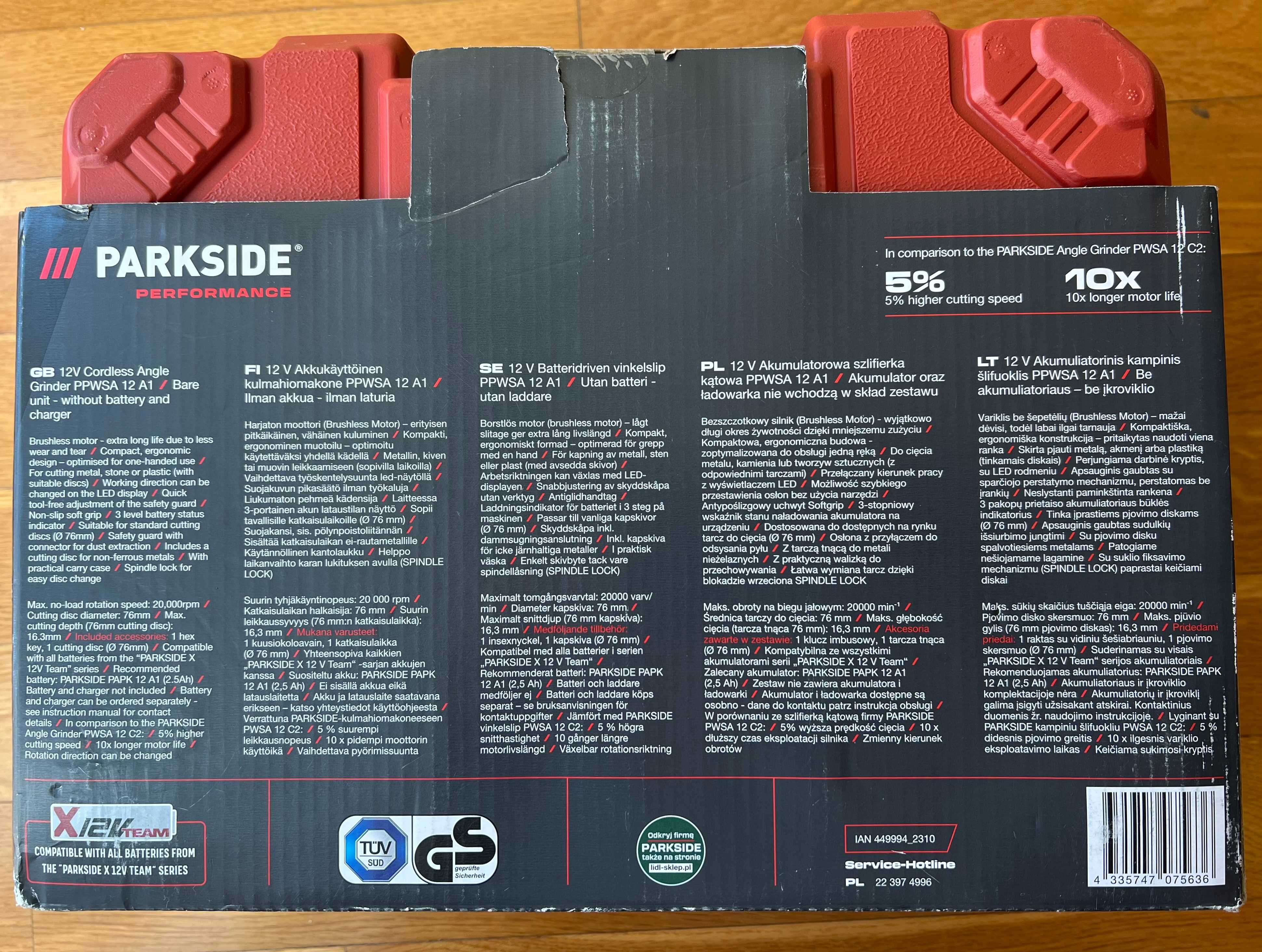 Akumulatorowa szlifierka Parkside PERFORMANCE PPWSA 12V