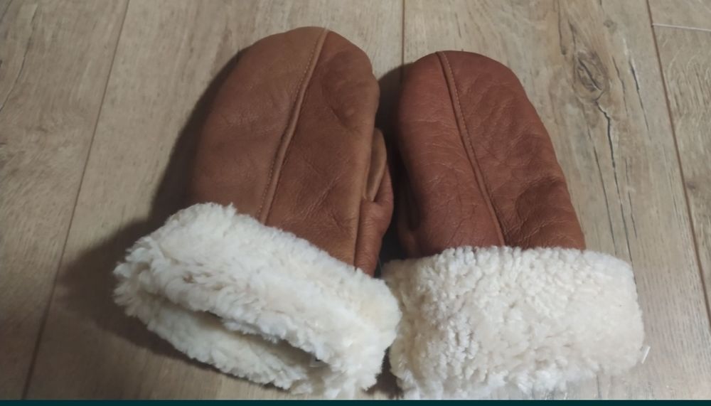 Варежки натуральный мех, кожа, 8