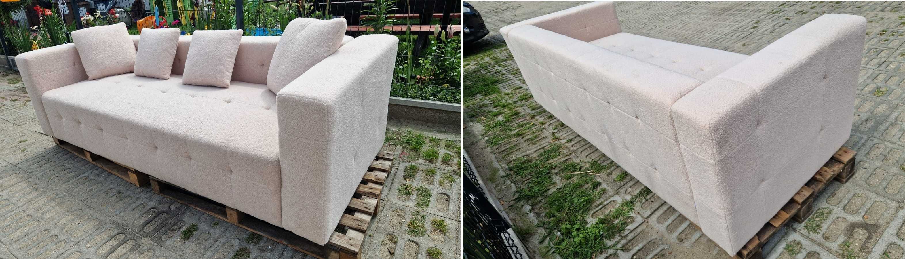 Sofa 3 os kanapa Sztruksowa pluszowa poduszki beżowa kremowa f spania