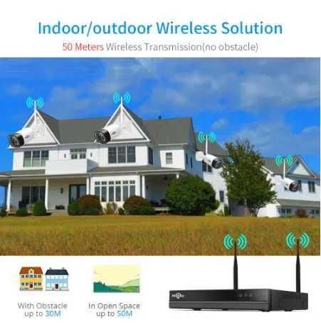 Sistema Vídeo Vigilância WIFI Exterior • 4 Câmaras 3MP • APP • Áudio