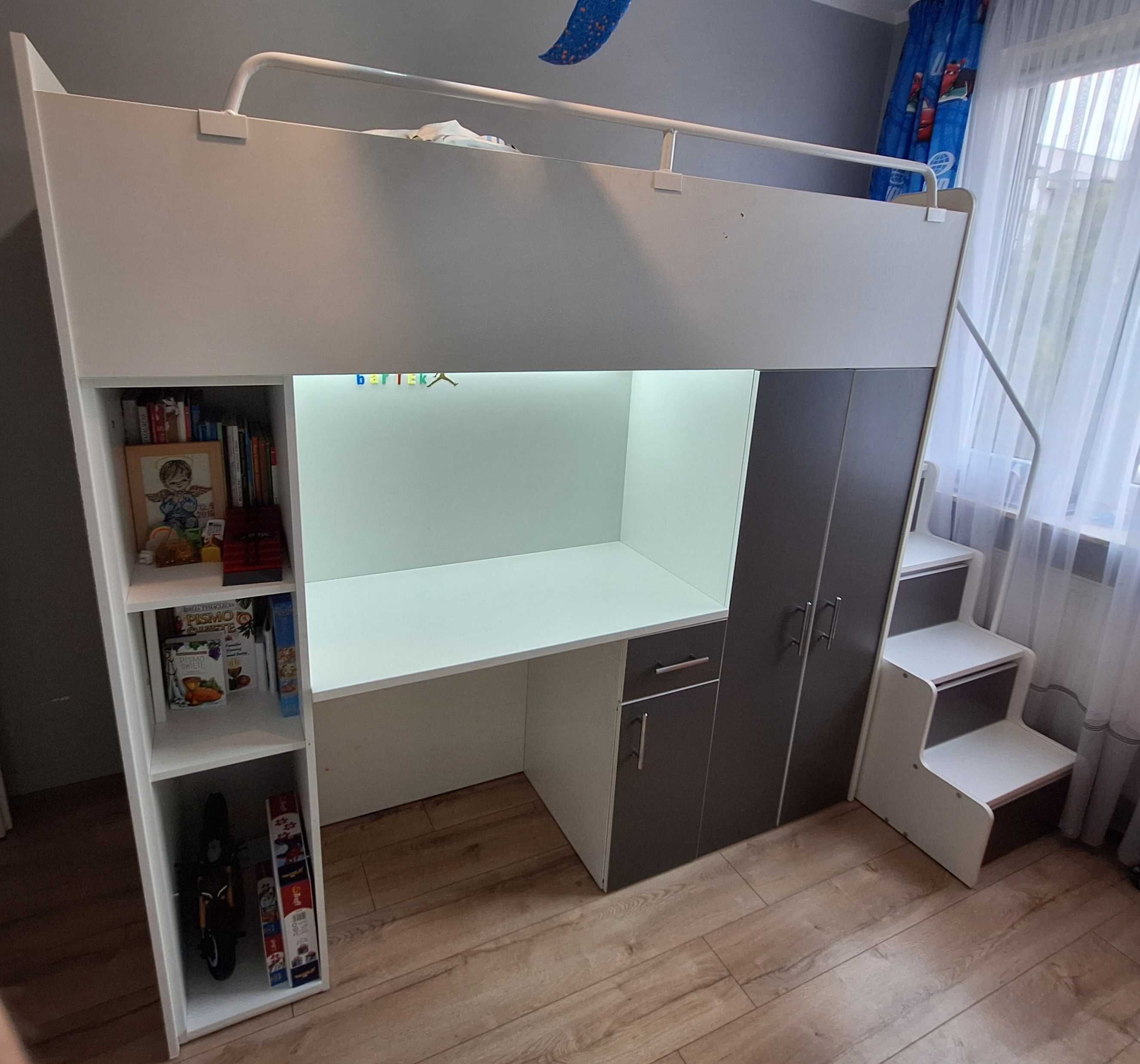 Łóżko piętrowe JSM4 80x190 z biurkiem i materacem
