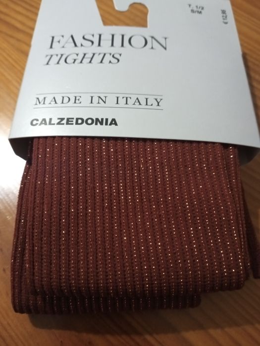 Collants Fashion Calzedonia Cor Tijolo com brilho.