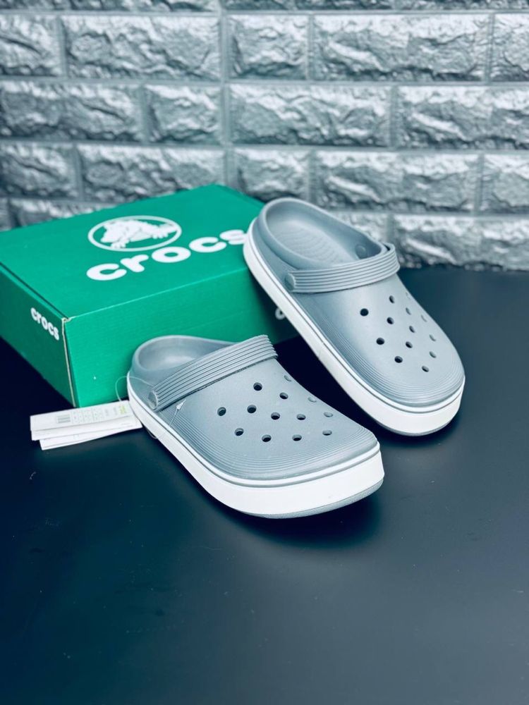 Мужские шлепанцы Crocs Сабо кроксы пляжные серые Топ продаж!