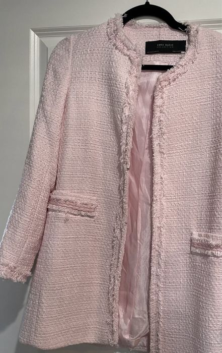Піджак жакет Zara твідовий ніжнорожевмй