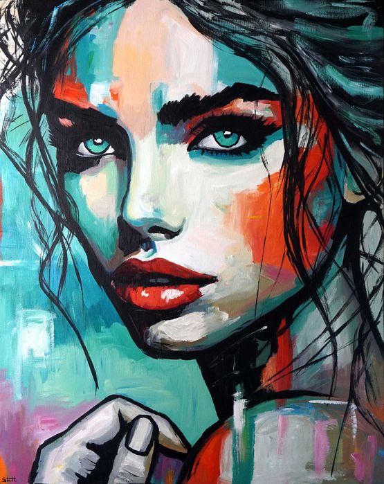 Duży obraz olejny 80x100 oryginalny ręcznie malowany abstrakcja Stach