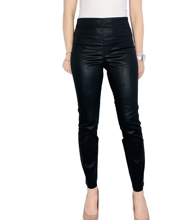 Czarne dopasowane spodnie z połyskiem S 36 H&M