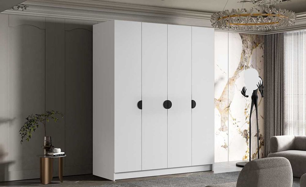 Szafa otwierana ubraniowa duża z drążkiem PÓŁKI LINEA 200 cm garderoba