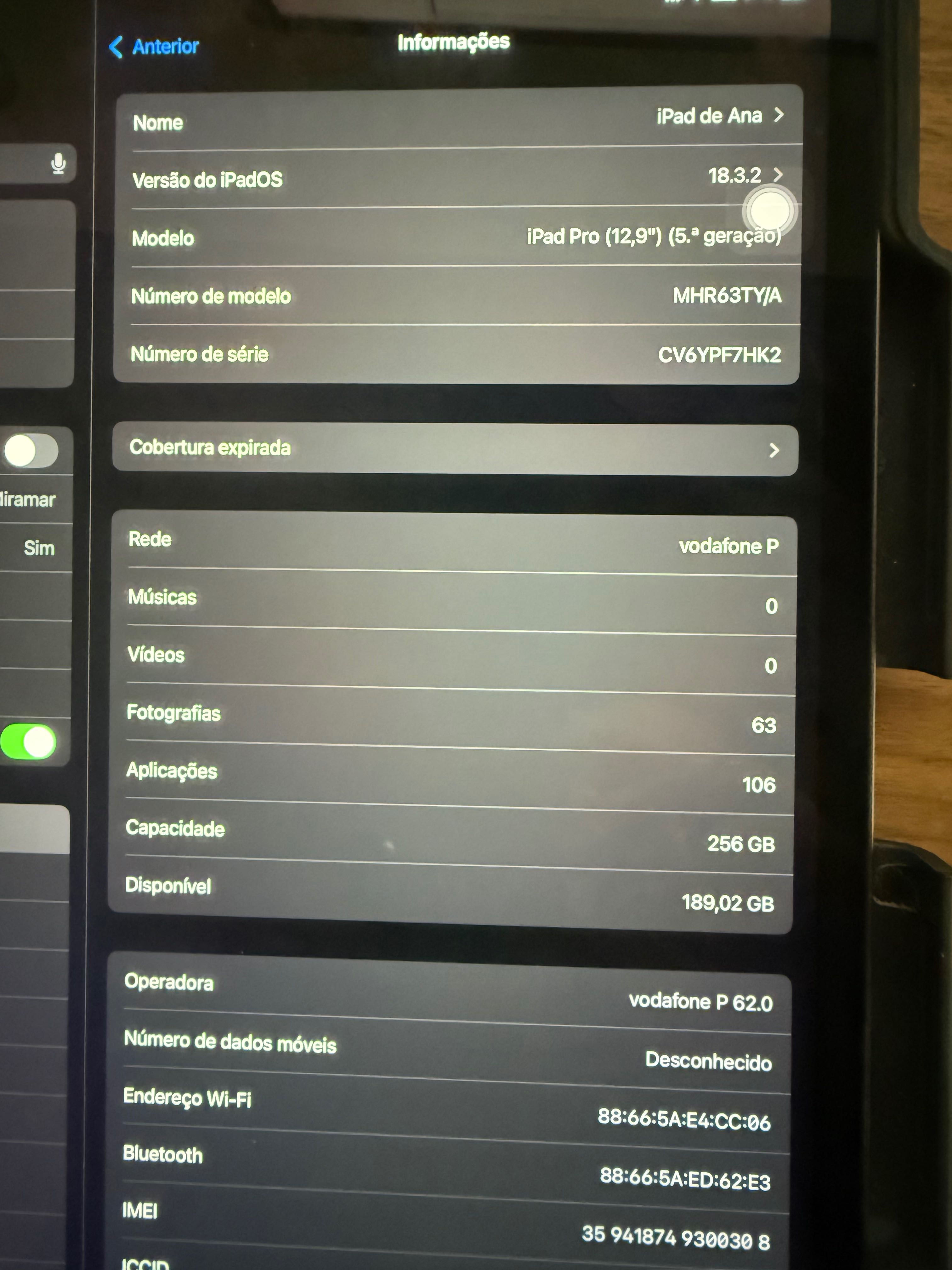 iPad Pro 256 12.9 Wifi+5G 5a geração