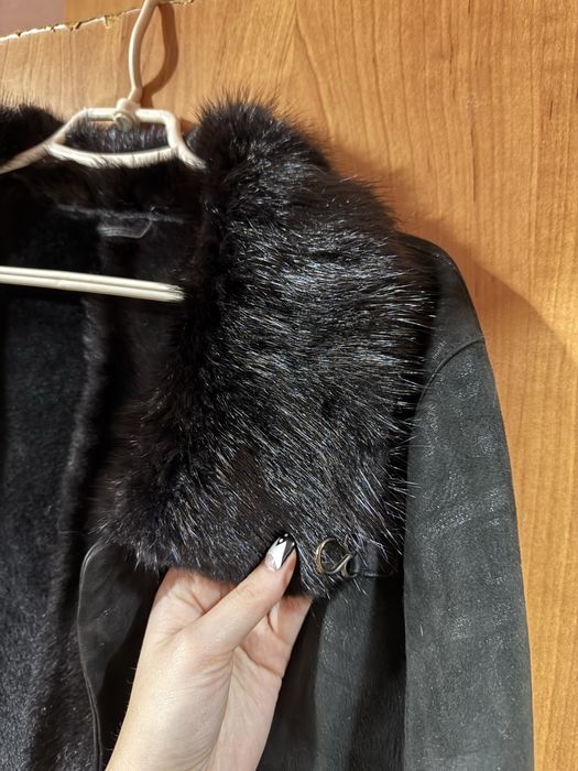 Замшева дублянка з натуральним хутром