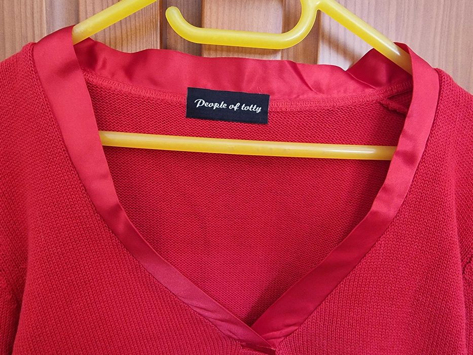 Camisola vermelha com efeito estilo cetim 100% algodão, tamanho M