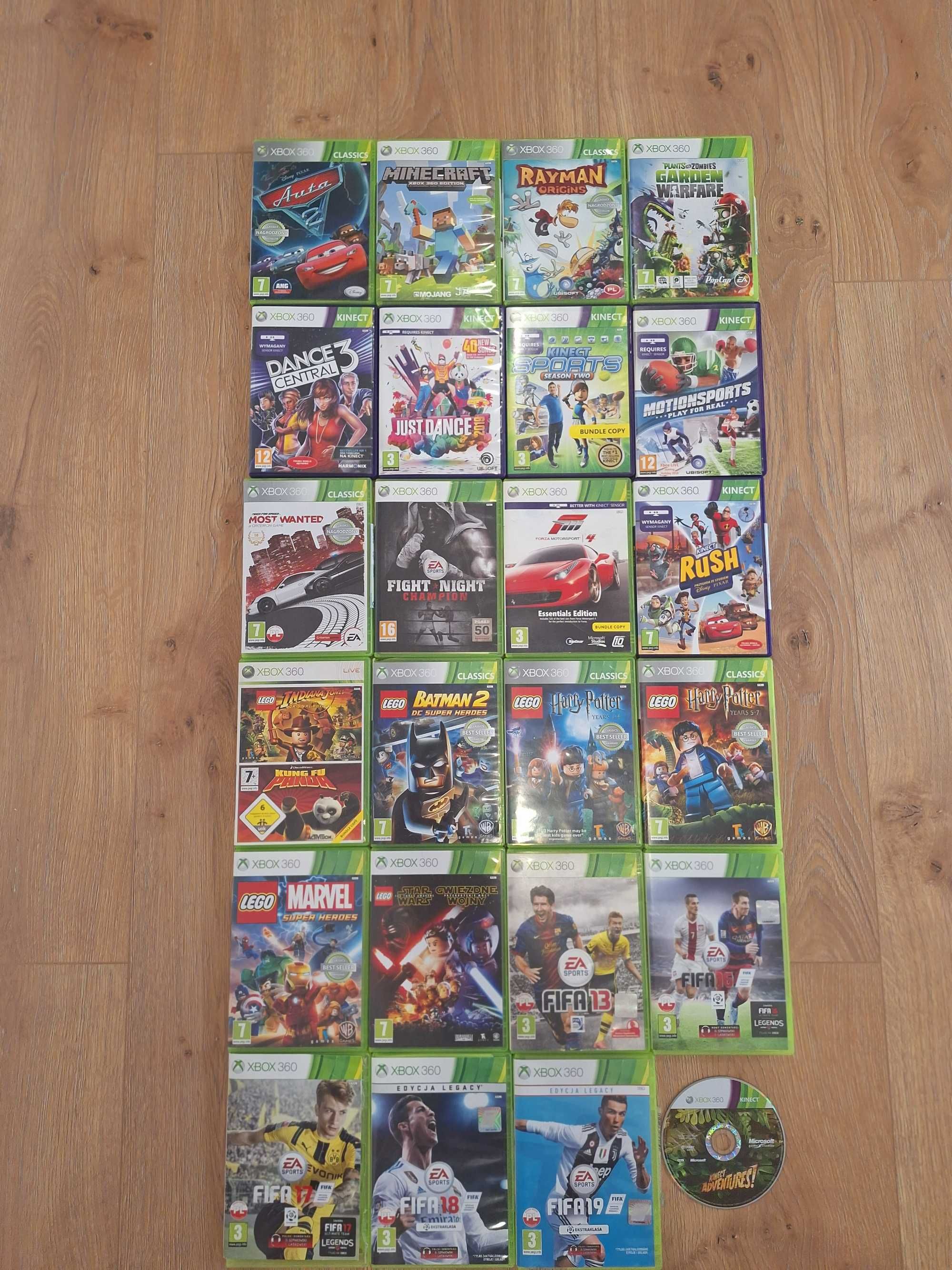 Konsola Xbox 360 wraz z sensorem ruchu Kinect, kontrolerem i 25 grami