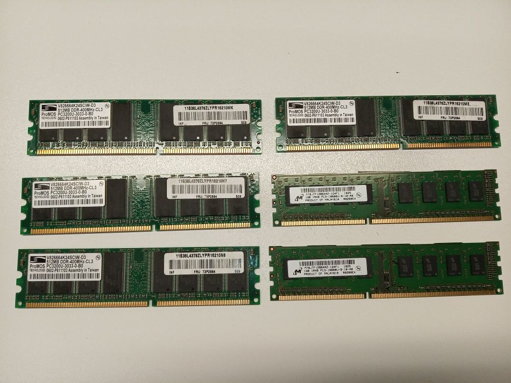 Memórias RAM DDR 512 Mb e 1 Gb