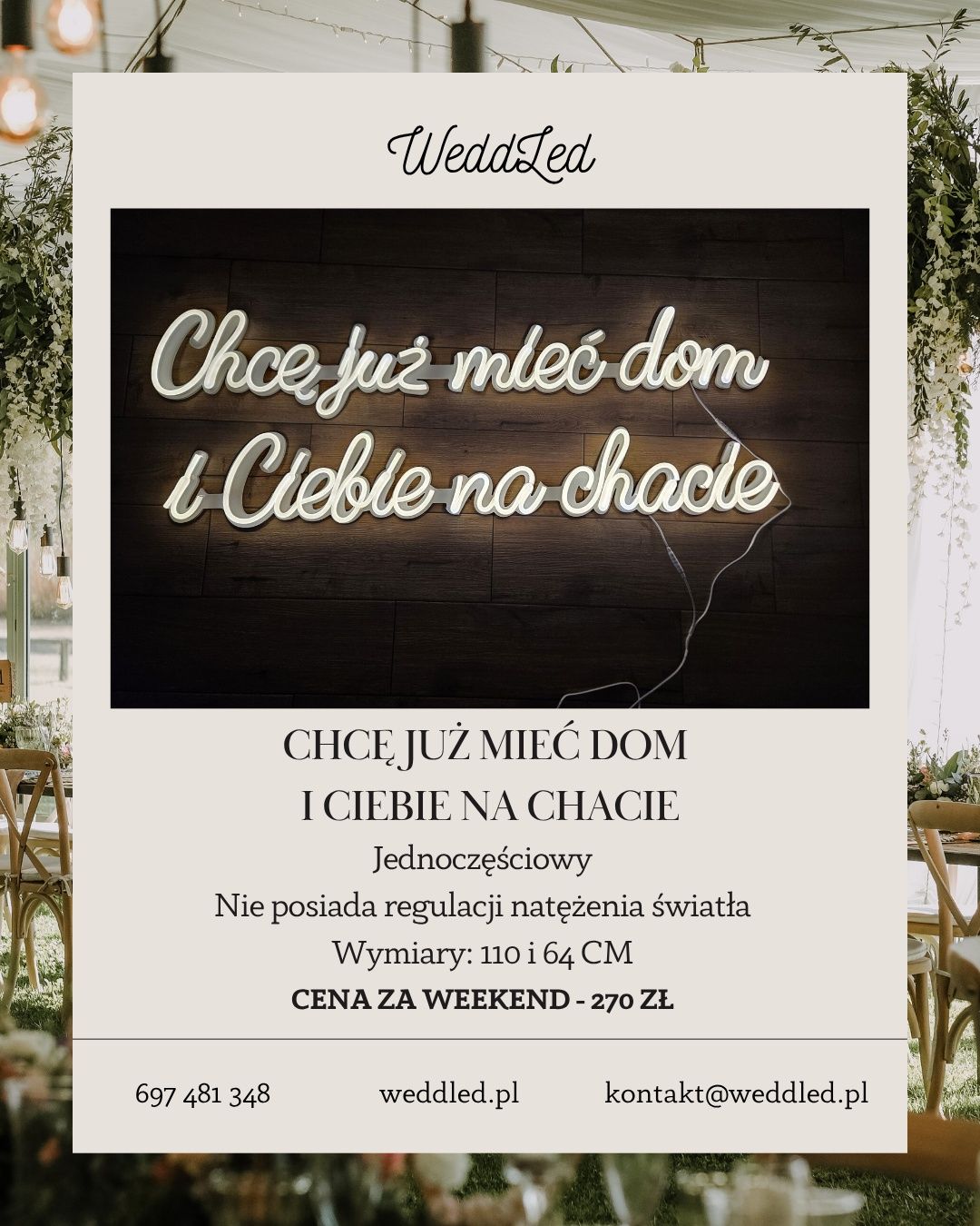 Wypożyczalnia napisów Napis LED Neon Ledon Wynajem Lublin