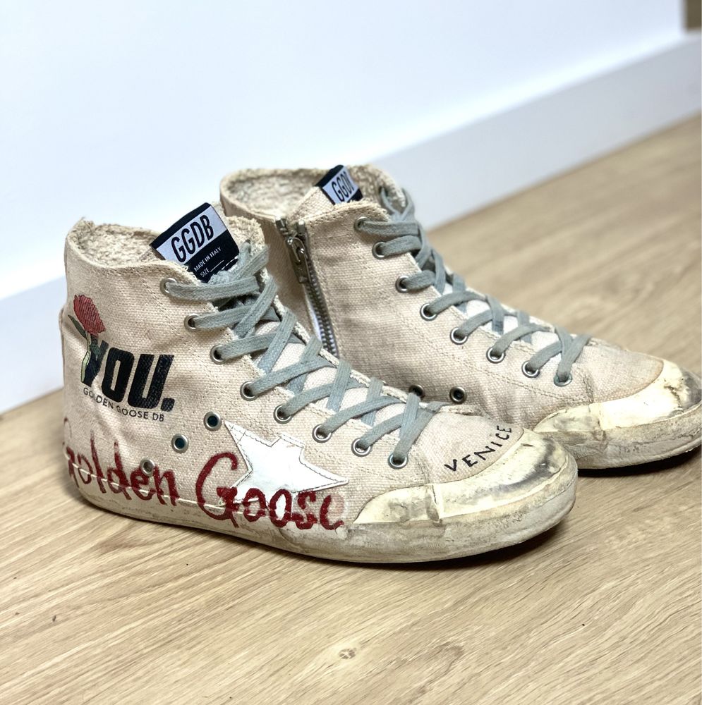 Ténis Golden Goose Francy "Beige/Red Rose" sneakers